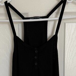 Women's Spaghetti Strap Tank Top Front Buttons Accent - Black One Size
